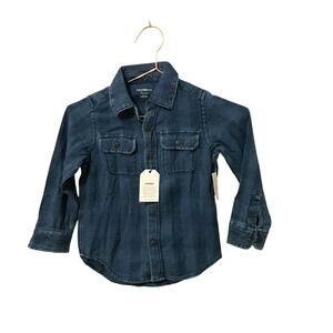 Baby gap subtle stripe long sleeve collared button down jean shirt NWT size 5